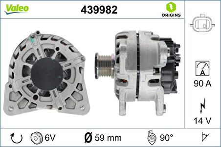 Renault Alternator 14v 90 A H5f 1.2 Dokker Lodgy Captur Scenic Megane III-IV - Valeo 439982