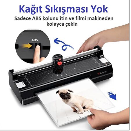 Baove OCW380 A3 Laminasyon Makinesi ve Kağıt Kesme Makinesi + 10 Pvc Filmi