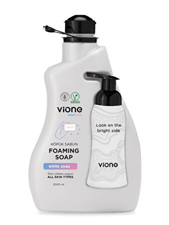 vione Köpük Sabun 2 lt Beyaz Sabunlu (Köpük Yapıcı Sabunluk Hediyeli)