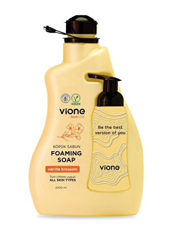 vione Köpük Sabun El ve Yüz İçin Vanilya Çiçeği 2 lt (Köpük Yapıcı Sabunluk Hediyeli)