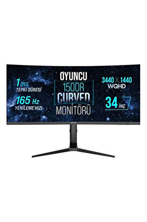 Warp Outlet(Kutu Hasarlı)WRP34-B 34" 165HZ 1MS RGB Curved Freesync+G-Sync (3440*1440)WQHD Oyuncu Monitörü
