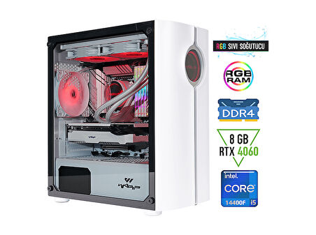 WARP Spectra/i5/14400FB760 Cooling/Asus RTX 4060 8GB/RGB/16GB RGB/512GB/650WFSP Powers/Freedos Gaming Desktop Bilgisayar