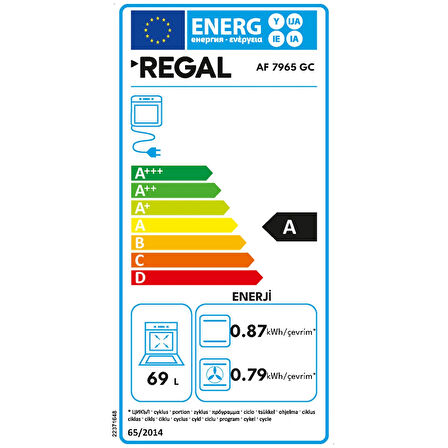 Regal AF 7965 GC A Enerji Sınıfı 8 Programlı Elektroturbo Ankastre Fırın