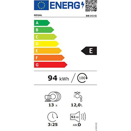 Regal BM 313 IG 3 Programlı Bulaşık Makinesi