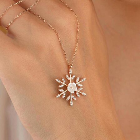 Gümüş Pazarım Manolya Çiçeği Kar Tanesi Gümüş Kolye