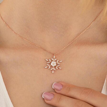 Gümüş Pazarım Manolya Çiçeği Kar Tanesi Gümüş Kolye