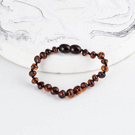 Gümüş Pazarım Koyu Renk Orjinal Çocuk Kehribar Bileklik