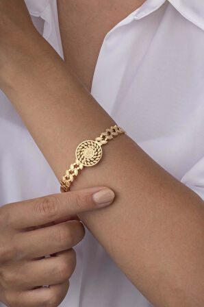 Gümüş Pazarım Reşat Altın Görünümlü Altın Kaplama Kadın Çelik Kelepçe Bileklik