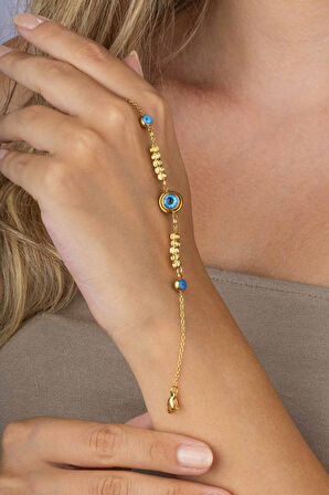 Gümüş Pazarım Göz Figürlü Altın Kaplama Çelik Kadın Bileklik