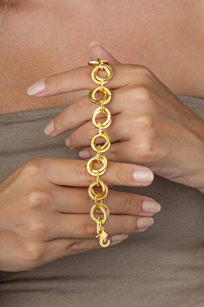 Gümüş Pazarım Altın Kaplama Hallow Kadın Çelik Bileklik