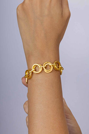 Gümüş Pazarım Altın Kaplama Hallow Kadın Çelik Bileklik