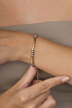 Gümüş PazarımKırmızı Altın Kaplama Dorika Zincir Model Altın Kaplama Çelik Kadın Bileklik