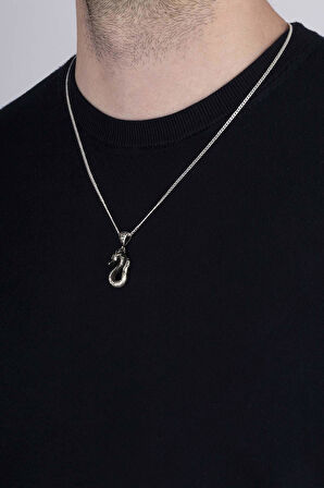 Gümüş Pazarım Ejderha Motifli Erkek Gümüş Kolye