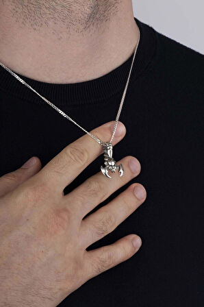 Gümüş Pazarım Akrep Motifli Erkek 925 Ayar Gümüş Kolye