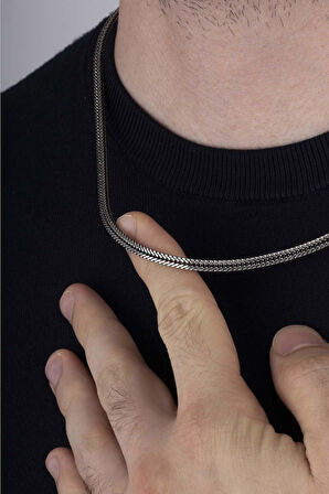 Gümüş Pazarım Tilki Kuyruğu 925 Ayar Gümüş Erkek Zincir Kolye