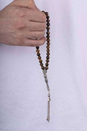 Gümüş Pazarım Kaplan Gözü Doğal Taş Tesbih