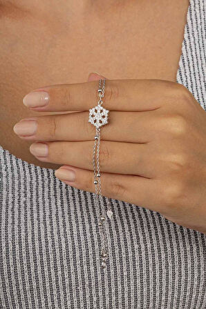 Gümüş Pazarım Top Zincirli Kar Tanesi 925 Ayar Gümüş Bileklik