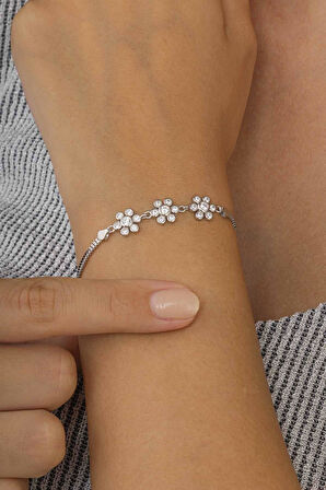 Gümüş Pazarım 5 Yapraklı Yonca Figürlü Gümüş Kadın Bileklik