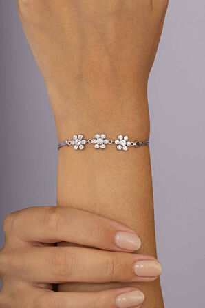 Gümüş Pazarım 5 Yapraklı Yonca Figürlü Gümüş Kadın Bileklik