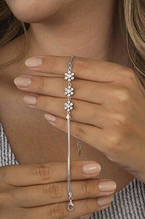 Gümüş Pazarım 5 Yapraklı Yonca Figürlü Gümüş Kadın Bileklik