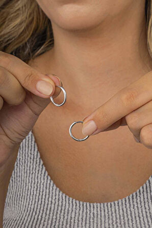 Gümüş Pazarım  Parlak Model Halka Kadın Gümüş Küpe