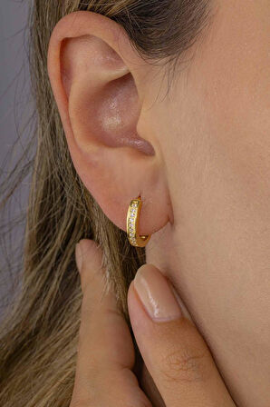 Gümüş Pazarım  Tek Sıra Altın Kaplama Gümüş Kadın Tamtur Küpe