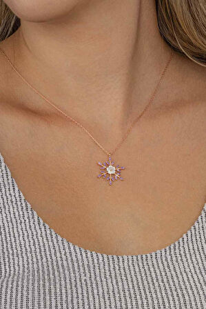 Gümüş Pazarım Manolya Çiçeği Kar Tanesi Kadın Gümüş Kolye