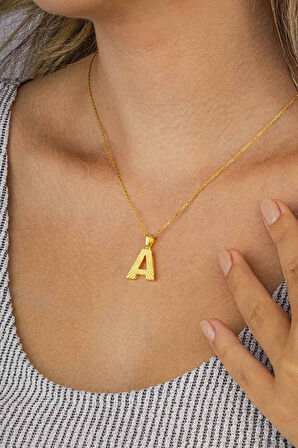 Gümüş Pazarım Altın Kaplama A Harfi Kadın 925 Ayar Gümüş Kolye