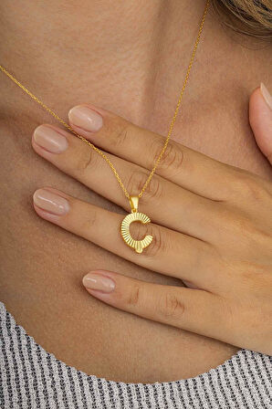 Gümüş Pazarım Altın Kaplama Ç Harf Kadın 925 Ayar Gümüş Kolye