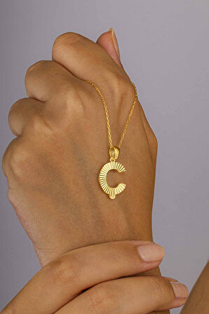 Gümüş Pazarım Altın Kaplama Ç Harf Kadın 925 Ayar Gümüş Kolye