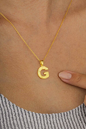 Gümüş Pazarım Altın Kaplama G Harfi Kadın 925 Ayar Gümüş Kolye