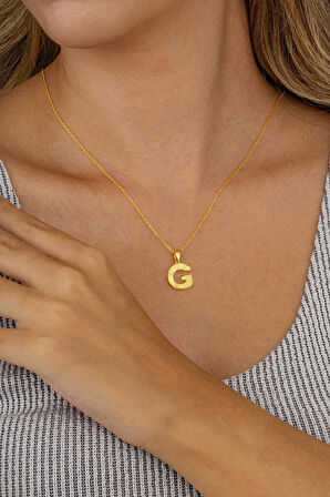 Gümüş Pazarım Altın Kaplama G Harfi Kadın 925 Ayar Gümüş Kolye