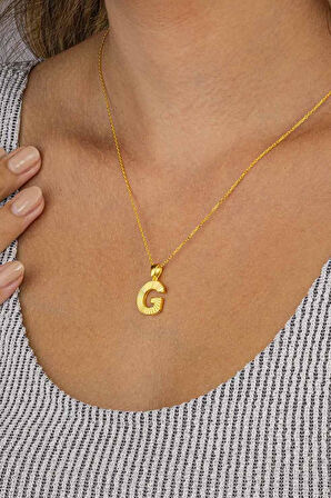 Gümüş Pazarım Altın Kaplama G Harfi Kadın 925 Ayar Gümüş Kolye