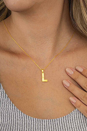 Gümüş Pazarım Altın Kaplama L Harfi Kadın 925 Ayar Gümüş Kolye