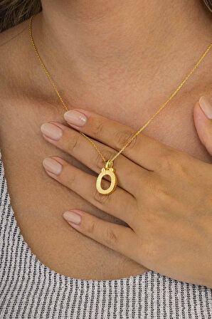 Gümüş Pazarım Altın Kaplama Ö Harfli Kadın 925 Ayar Gümüş Kolye