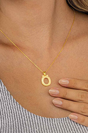 Gümüş Pazarım Altın Kaplama Ö Harfli Kadın 925 Ayar Gümüş Kolye