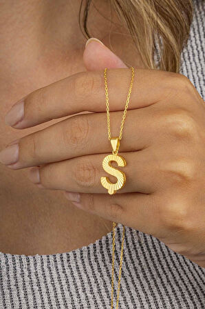 Gümüş Pazarım Altın Kaplama Ş Harfli Kadın 925 Ayar Gümüş Kolye