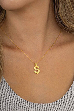 Gümüş Pazarım Altın Kaplama Ş Harfli Kadın 925 Ayar Gümüş Kolye