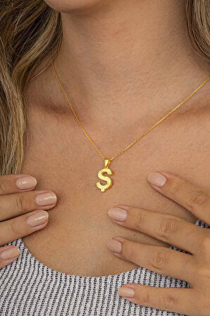 Gümüş Pazarım Altın Kaplama Ş Harfli Kadın 925 Ayar Gümüş Kolye