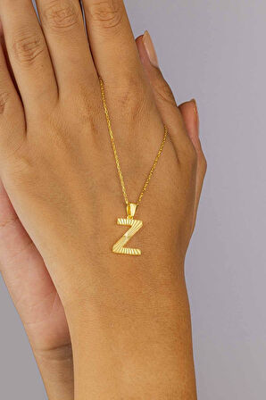 Gümüş Pazarım Altın Kaplama Z Harfli Kadın 925 Ayar Gümüş Kolye