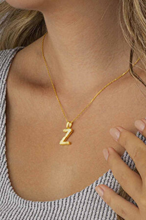 Gümüş Pazarım Altın Kaplama Z Harfli Kadın 925 Ayar Gümüş Kolye