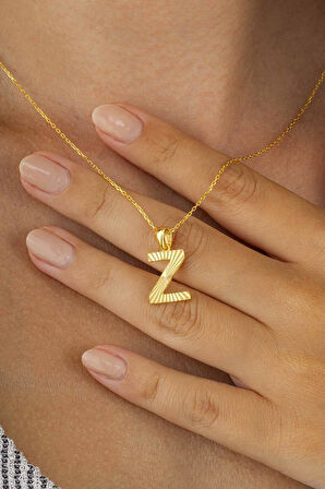 Gümüş Pazarım Altın Kaplama Z Harfli Kadın 925 Ayar Gümüş Kolye