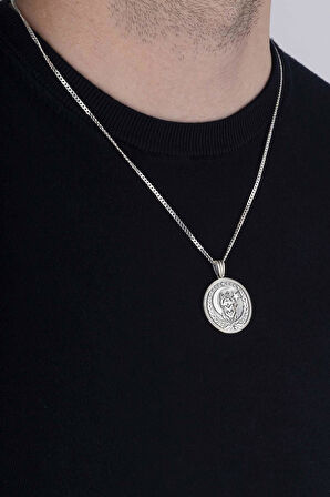 Gümüş Pazarım Bozkurt Ve Ay Yıldızlı 925 Ayar Gümüş Kolye