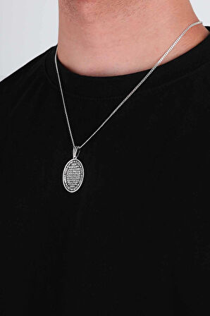 Gümüş Pazarım Besmelei Şerif Yazılı 925 Ayar Gümüş Kolye