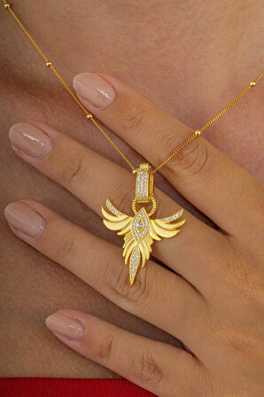 Gümüş PazarımAltın Kaplama Tek Taş Anka Gümüş Kolye