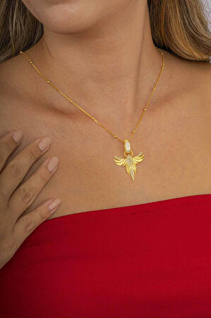 Gümüş PazarımAltın Kaplama Tek Taş Anka Gümüş Kolye