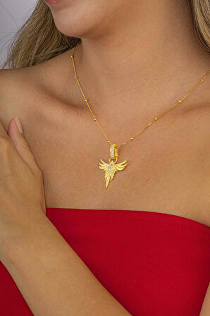 Gümüş PazarımAltın Kaplama Tek Taş Anka Gümüş Kolye