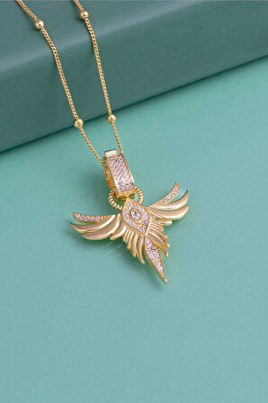 Gümüş PazarımAltın Kaplama Tek Taş Anka Gümüş Kolye