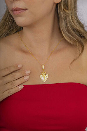 Gümüş Pazarım Altın Kaplama Tasarım Model Kutup Yıldızı Gümüş Kolye