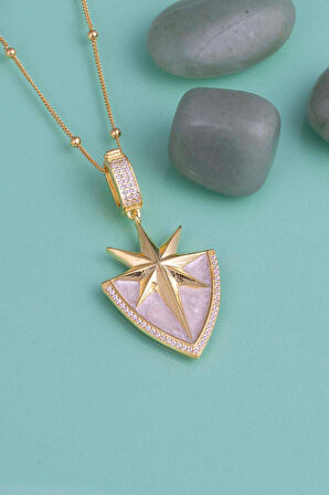 Gümüş Pazarım Altın Kaplama Tasarım Model Kutup Yıldızı Gümüş Kolye